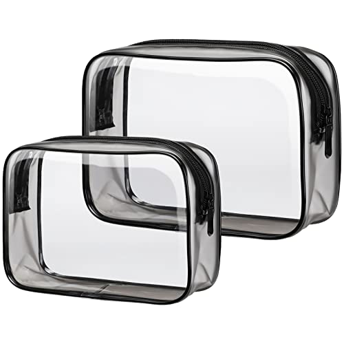PACKISM Clear Makeup Bag for Travel - TSA Approved Toiletry Bag, 2 Black - color: Black, size: Mixed Size Series (1 Medium + 1 Large)