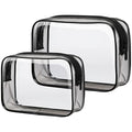 PACKISM Clear Makeup Bag for Travel - TSA Approved Toiletry Bag, 2 Black - color: Black, size: Mixed Size Series (1 Medium + 1 Large)
