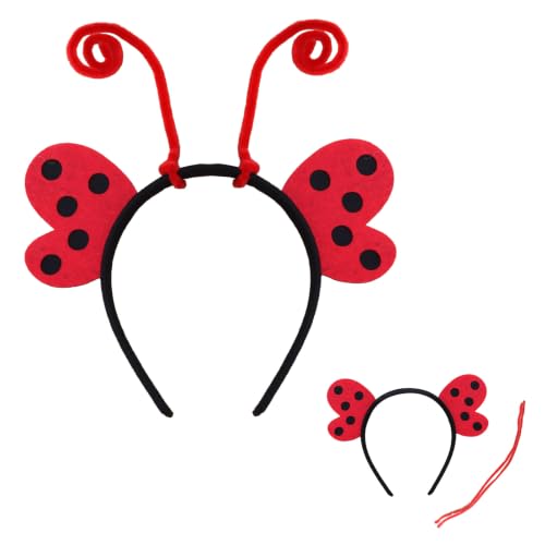 Ladybug Headband with Pipe Cleaner Antennae - color: Ladybug with Wing