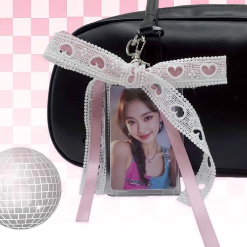 2 Pack K-pop Photocard Holder Keychain, Photo Card Holder with Ribbon Bow - color: Rose&mint