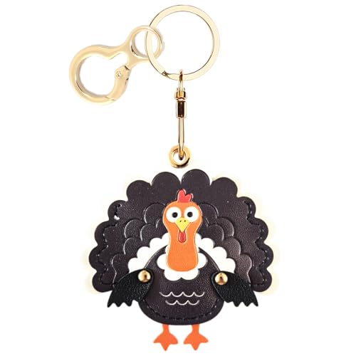 BORKUANA PU Leather Keychain holder Protective Case Compatible with AirTag - color: Turkey B