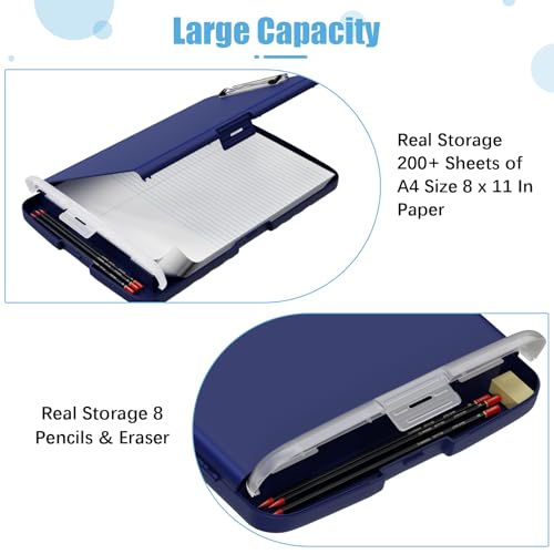 Hongri Clipboard with Storage with Pencil Case, 8.5 x 11 Storage Clip Board - color: Navy Blue
