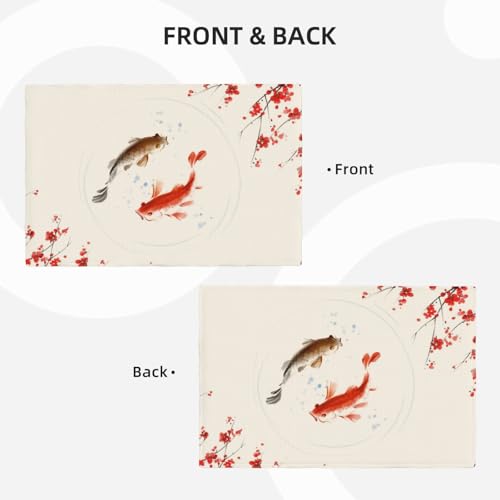 Japanese Cherry Blossom Placemats Set of 4 Koi Fish Table Mats