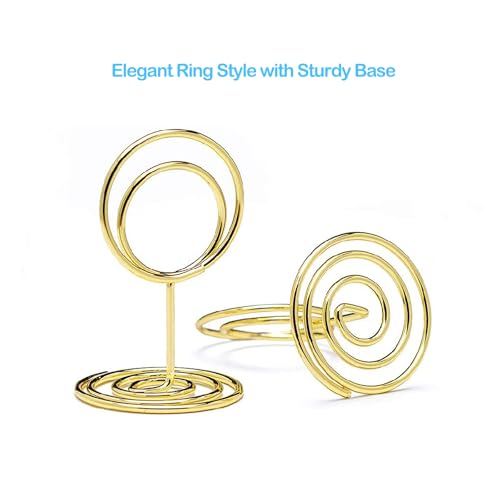 Jofefe 20pcs Mini Place Card Holders, Cute Table Number Holders, Small Size Table Card Holder Tables Number Stands, Wire Photo Picture Menu Clips for Wedding centerpieces, Anniversary Party (Gold) - color: Gold
