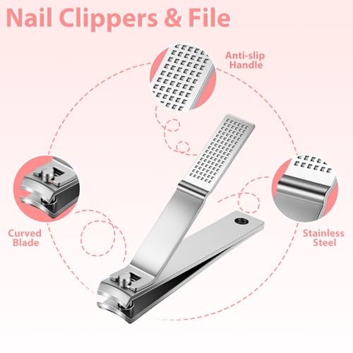 MORGLES Tweezers Set for Men 9 Pcs Nail Clipper Kit with Case for Grooming - color: C-silver