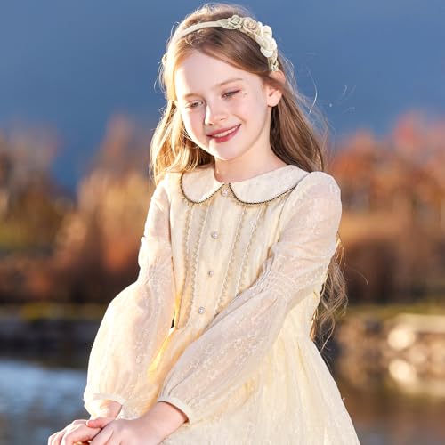 Tmtains Flower Headbands for Girls Kids, Toddlers Rose Floral Headpiece - color: Beige
