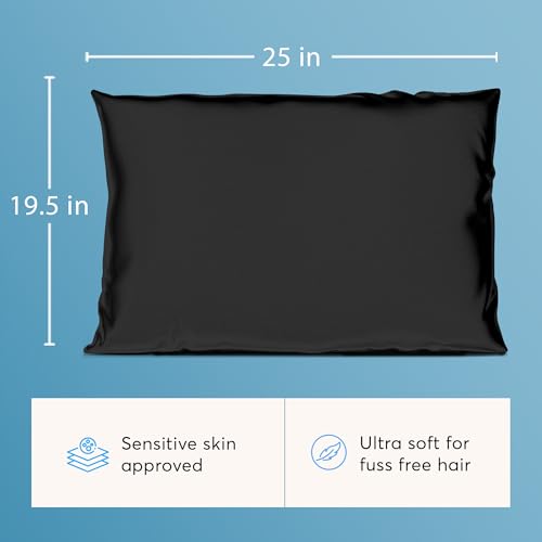 100% Silk Sleep Essentials Set in Black: Pillowcase and Eye Mask - color: Black