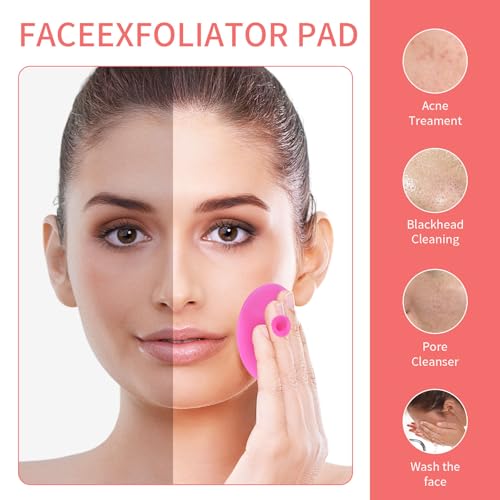5 Pcs Mini Exfoliating Brush Set - 2 Pcs Silicone Facial Cleansing Brush and 3 Pcs Lip Scrub Brush