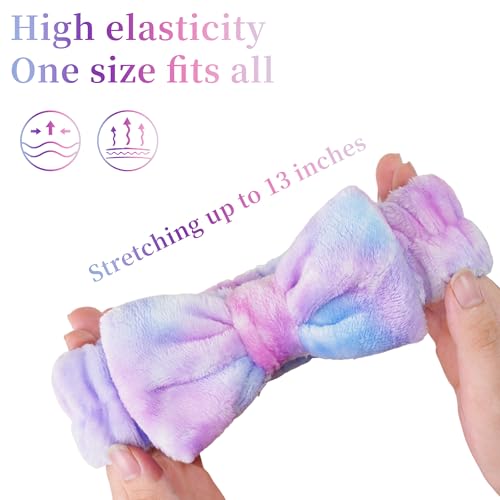 Ayesha Spa Headband and Wristband Set for Washing Face Skincare Makeup - color: Gradient Purple set