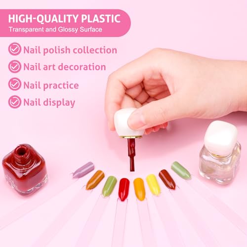 Subay 200 Pcs Nail Swatches Sticks with Number Stickers, Fan-Shaped Practice Nail Art Tips Sticks for Nail Polish Display, Nail Color Swatches Tools with Metal Split Ring for Gel Manicure Home Salon - color: Clear 200Pcs