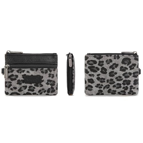 Wrangler Small Wallet for Women Cheetah Print Wristlet Wallets Mini Change Pouch Black - color: Leopard Print Black