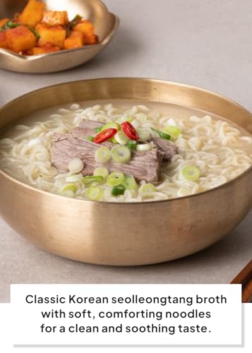 Korean Food Gomtang Noodle Soup, Mild & Savory Broth, Chewy Noodles, 5 Pack