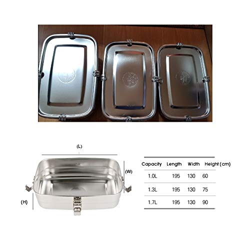 all Stainless Steel 304 Storage Sealed Container Set 3P (1.0L + 1.3L + 1.7L) for Storing Kimchi through Side Dish Vegetable Made in Korea