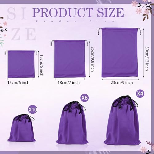 20 Pcs Satin Game Storage Bags for Women Men, S,M,L, Purple - color: Purple, size: S,M,L