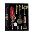 Quill Pen Set, Feather Pen, Ink, Bookmarks, Seals, Nibs, Wax Bead, Envelopes, Writing Paper, Gift Box, Red - color: Red