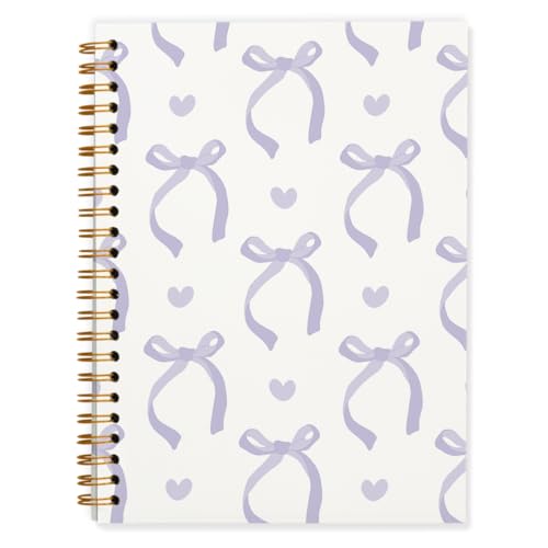 QUICQOD Preppy Purple Bow Spiral Notebook Journal for Teen Girls and Women - color: Purple1