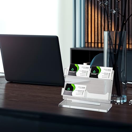 Dunzoom Business Card Holder for Desk, 4 Slots Acrylic Card Display Stand - style: 4 Slots