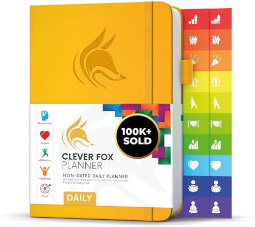 Clever Fox Daily Planner, Undated Professional & College Day, Amber Yellow - color: Amber Yellow (Undated)