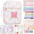 XKDOUS Bible Cover for Women Bible Bag Kit Church Book Holder Carrying Case - color: Pink Bow With Letter M