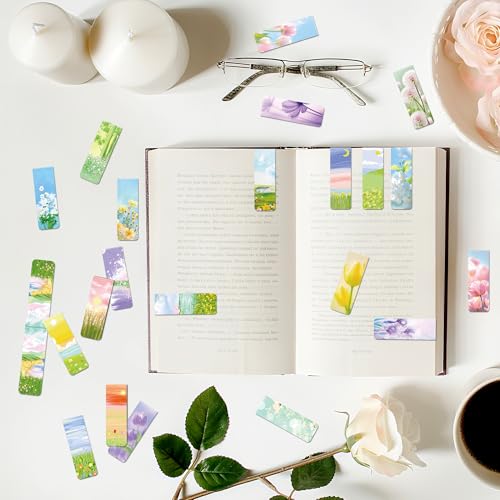 96Pack Magnetic Bookmarks for Reading,Women Men Teacher Book Lovers Gifts - style: Flower