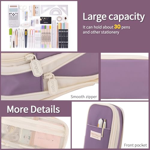 EASTHILL Big Capacity Pencil Case Large Pencil Pouch Stationery Pen Bag for Teen Girls-Purple - color: Purple