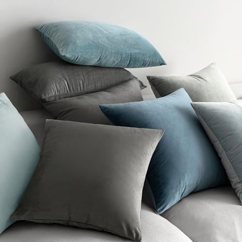 MIULEE Velvet Throw Pillow Covers 12x12 Inch Pack of 2 Medium Gray - color: Medium Gray, size: 12" x 12" (Pack of 2)