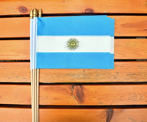 25Pack Small Argentina Flag Handheld Mini Argentine Flag on Stick 5x8 Inch - color: Argentina