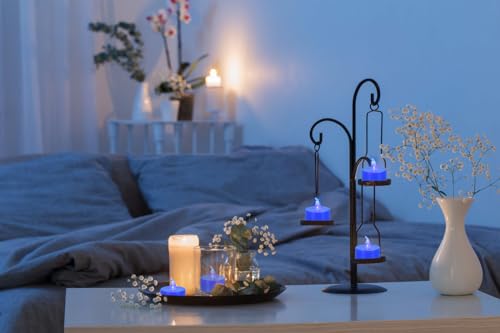 KOABY 24 Pack Blue Light Flameless Tea Lights, Blue Base, Last 100H - color: Blue Light, Blue Base, size: 24 Pack
