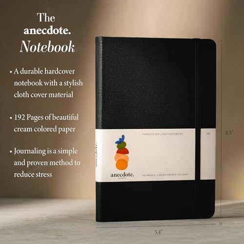 ANECDOTE. Lined Journal Notebook,192 Pages, A5 size: 8.3" x 5.4"| Hardcover - color: Black, size: 8.3" x 5.4"