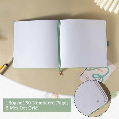 TIEFOSSI Dotted Square Journal Notebook 160 Pages for Women & Men(8 x 8) - color: Green, size: Square-Dotted