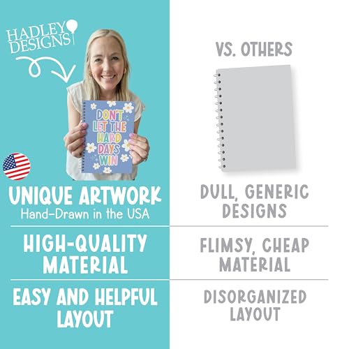 Undated Weekly Planner Spiral - Undated Weekly Planner Habit Tracker - color: Indigo Pastel Floral
