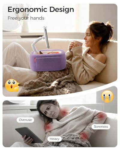 LULULOOK Tablet Pillow Stand for Kindle/iPad, Kindle Holder for Bed, Purple - color: Velvety Purple