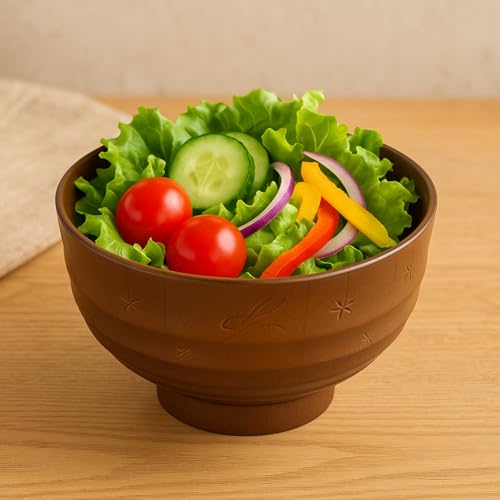 Japanese Soup Bowls Made in Japan, 4-Pack – Traditional Miso & Rice Bowls, Microwave & Dishwasher Safe, BPA-Free Resin, Brown Rabbit - color: Brown Rabbit
