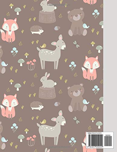 Korean Hangul Practice Notebook: Korean Language Learning Workbook, Large Composition Book, Cute Woodland Animals Cover (Hangul Manuscript Paper, 11" x 8.5", 110 Pages)