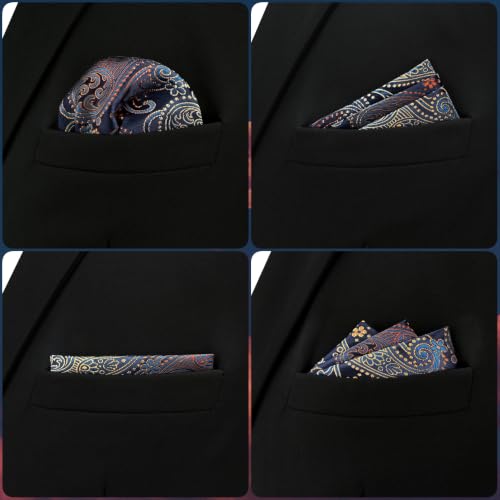 S&W SHLAX&WING Mens Pocket Square Paisley Multicolor Large for Business Wedding - color: Bh26