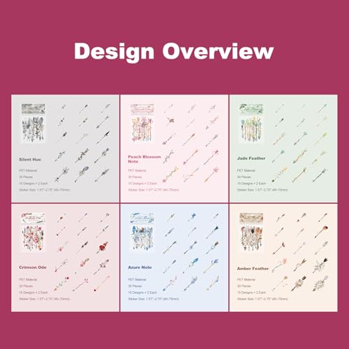 180 Pcs Floral Arrow Stickers for Scrapbooking and Journaling - color: Retro Feather Trace