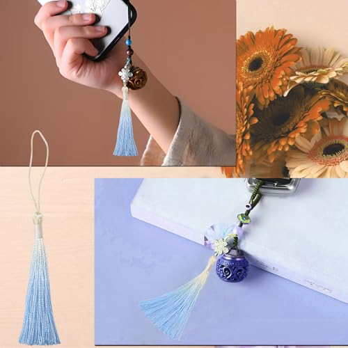 50Pcs 5 Inch Bulk Bookmark Tassel Kit for Graduation, Keychain(Beige Blue) - color: Beige&blue
