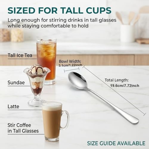 Iced Tea Spoons Set of 4, 7.7-Inch Long Handle Pointed Bar Cocktail Stirrer