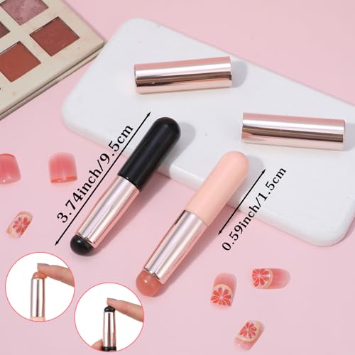 4 Pcs Silicone Chrome Nail Powder Applicator, Brush for Ombre Nail Art Reusable Nails Tools Silicone Pen Soft Head Stamper Manicure Tool for Ombre, Chrome, French Nails, Beginners