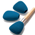 Vidsel Silicone Makeup Brush Covers with Built-in Cleaner Mat, Blue 3-Pack - color: Blue