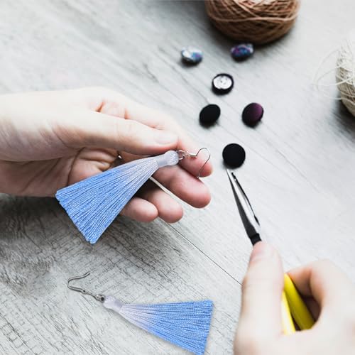 50Pcs 5 Inch Bulk Bookmark Tassel Kit for Graduation, Keychain(White Blue) - color: White&blue