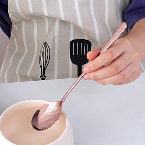 Buyer Star 5-pieces Rose Gold Dinner Table Spoons 8-Inch Stainless Steel Metal Korean Soup Spoons - color: Rose Gold