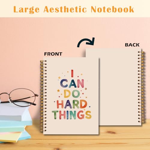 JINYO I Can Do Hard Things Inspirational Notebook, Motivational Positive Notebooks for Note Taking, Affirmations Journals for Writing, Colorful Aesthetic Spiral Notebook 5.5x8.3 Inch - color: white I Can Do Notebook