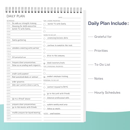 Daily Shedule Planner Half-Hourly Personal Organizer 6.5"x 10" - color: White-Hourly-L
