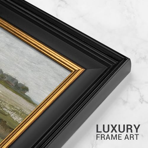 MUDECOR Premium Framed Wall Art Vintage Retro Countryside Flower Field Nature Wilderness Illustrations Fine Art Decorative Landscape Relax for Living Room, Bedroom, Office - 26"x36" Black - color: A07-2308-yui09, size: 36"L x 26"W, style: Black Frame