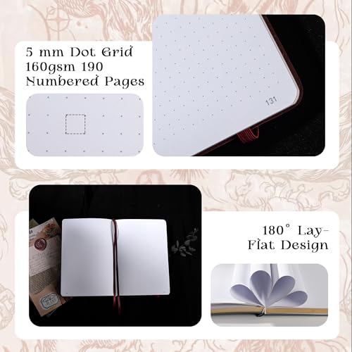 TIEFOSSI A5 Dotted Journal for Women & Men, 160 GSM Thick Paper - color: Red, size: Dotted