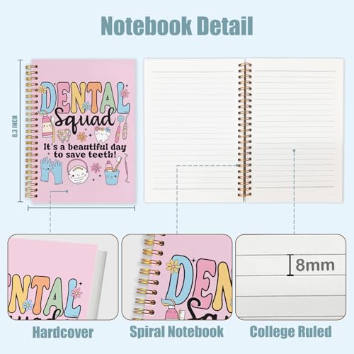 Dental Dentist Gifts Notebook, Dental Assistant Graduation Gifts Journal, Pink Dental Squad Spiral Notebook Journal for Note Taking, Dentist Office Supplies, 5.5x8.3 Inch - color: debtal squad