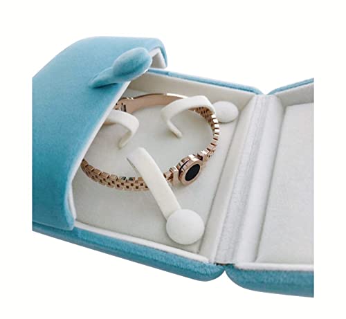 Premium Grade Luxurious Aqua Velvet Jewelry Case for Bracelet Bangle Storage Present Box - color: Bangle Bracelet Case