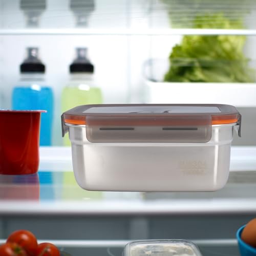 304 Stainless Steel Food Storage Container with Lid, Leak Proof Airtight Lunch Box, Reusable Lunch Box Containers Food Storage Box for Kitchen Freezer (1900ML) - color: 1900ML