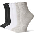 CS CELERSPORT Women's Mini Crew Ankle Socks with Scalloped Top,Pack of 6 - color: Black+white+gray, size: Medium